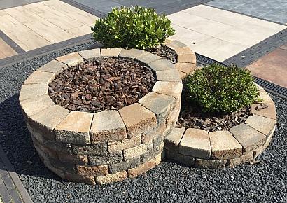 Pilestone ronde bloembak brown white antra