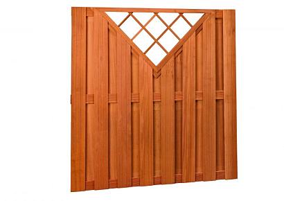 Hardhouten plankenscherm recht verticaal met V-trellis 180x180cm