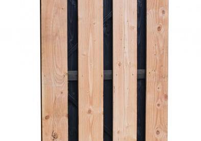 Douglas fijnbezaagde plankendeur met zwarte binnenzijde, op zwart verstelbaar frame 100x180cm zwart/onbehandeld