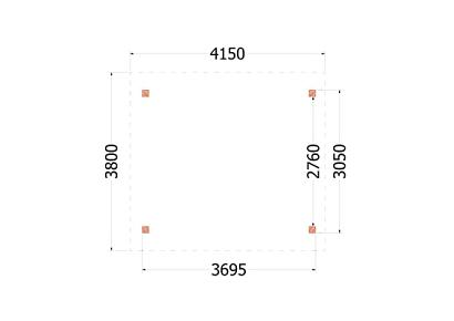 Buitenverblijf Zadeldak XL 415x380x395cm (bxdxh)
