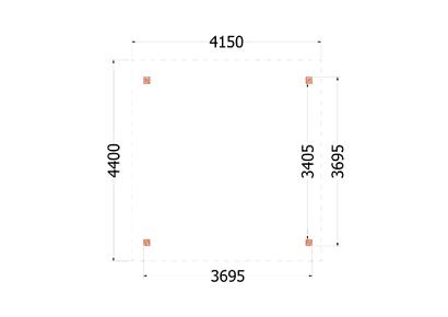 Buitenverblijf Zadeldak XL 415x440x425cm (bxdxh)