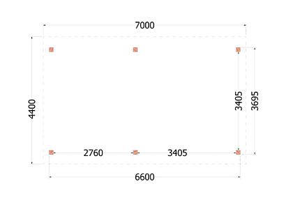 Buitenverblijf Zadeldak XL 700x440x425cm (bxdxh)