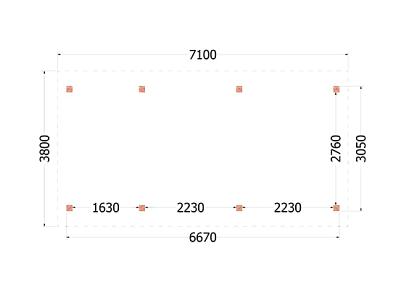 Buitenverblijf Zadeldak XL 710x380x395cm (bxdxh)