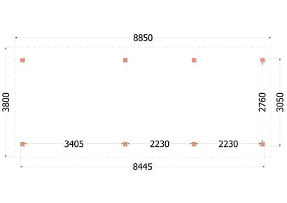 Buitenverblijf Zadeldak XL 885x380x395cm (bxdxh)
