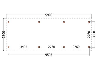 Buitenverblijf Zadeldak XL 990x380x395cm (bxdxh)