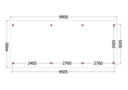 Buitenverblijf Zadeldak XL 990x440x425cm (bxdxh)