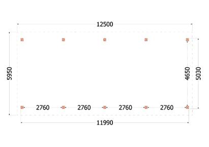 Buitenverblijf Zadeldak XXL 1250x595x490cm (bxdxh)