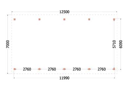 Buitenverblijf Zadeldak XXL 1250x700x535cm (bxdxh)