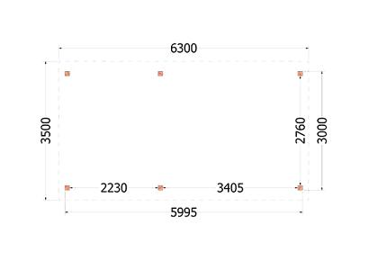 Zadeldak Betula 630x350x315cm (bxdxh)
