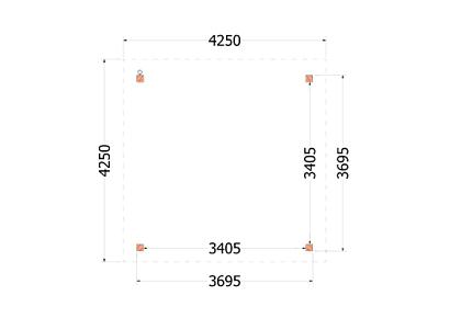 Buitenverblijf Florence 425x425x260cm (bxdxh)