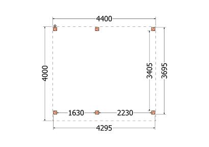 Buitenverblijf Mensa 440x400x260cm (bxdxh)