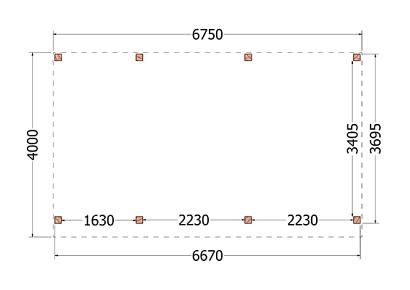Buitenverblijf Mensa 675x400x260cm (bxdxh)