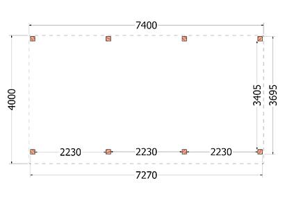 Buitenverblijf Mensa 740x400x260cm (bxdxh)