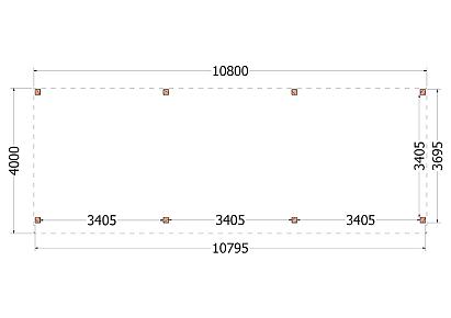 Buitenverblijf Refter XL 1080x400x260cm (bxdxh)
