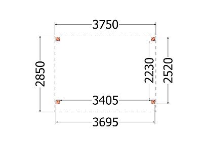 Buitenverblijf Refter XL 375x285x260cm (bxdxh)