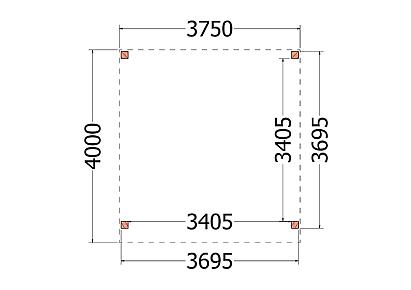 Buitenverblijf Refter XL 375x400x260cm (bxdxh)