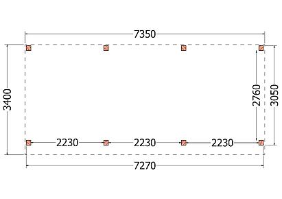 Buitenverblijf Refter XL 735x340x260cm (bxdxh)