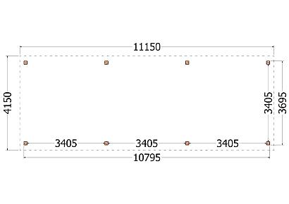 Buitenverblijf Siena 1115x415x250cm (bxdxh)