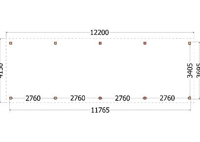 Buitenverblijf Siena 1220x415x250cm (bxdxh)