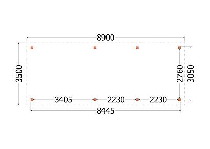 Buitenverblijf Siena 890x350x250cm (bxdxh)