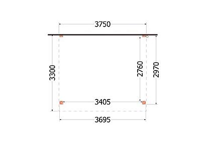 Aanbouwveranda Ancona 375x330x260cm (bxdxh)