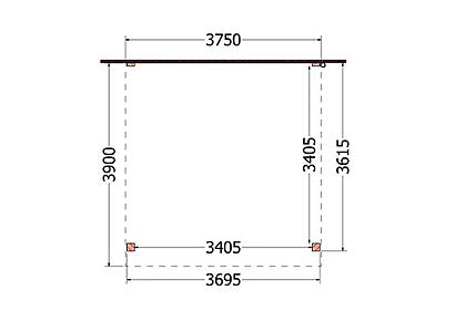 Aanbouwveranda Ancona 375x390x260cm (bxdxh)