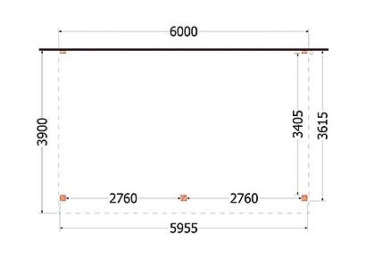 Aanbouwveranda Ancona 600x390x260cm (bxdxh)