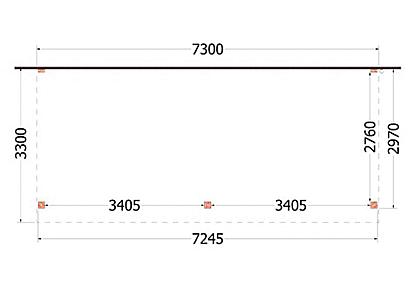 Aanbouwveranda Ancona 730x330x260cm (bxdxh)
