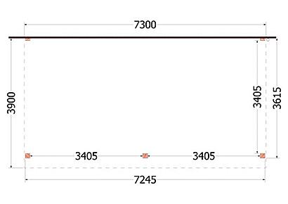 Aanbouwveranda Ancona 730x390x260cm (bxdxh)