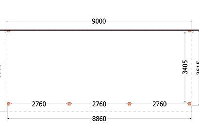 Aanbouwveranda Ancona 900x390x260cm (bxdxh)