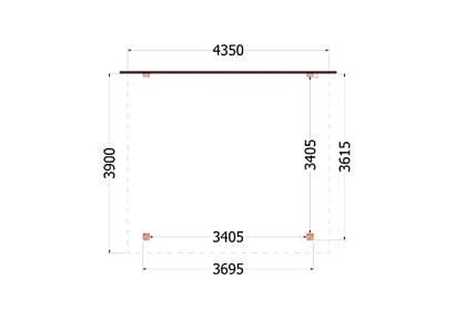 Aanbouwveranda Lucca 435x390x260cm (bxdxh)