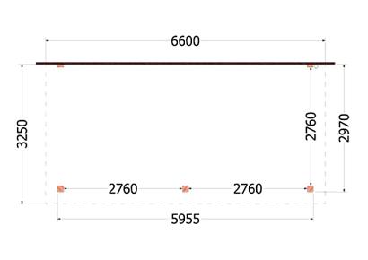Aanbouwveranda Lucca 660x325x260cm (bxdxh)