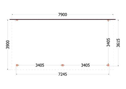 Aanbouwveranda Lucca 790x390x260cm (bxdxh)