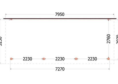 Aanbouwveranda Lucca 795x325x260cm (bxdxh)