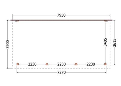 Aanbouwveranda Lucca 795x390x260cm (bxdxh)