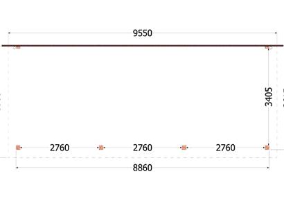 Aanbouwveranda Lucca 955x390x260cm (bxdxh)