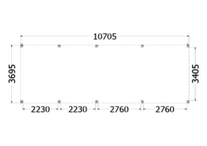 Buitenverblijf Palermo 1075x370x245cm (bxdxh)