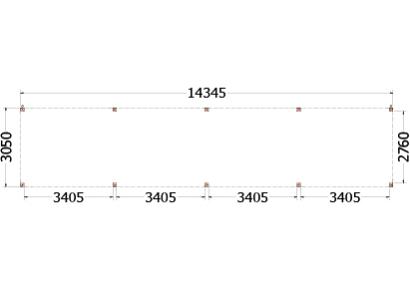 Buitenverblijf Palermo 1435x310x245cm (bxdxh)