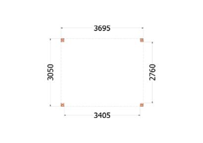 Buitenverblijf Palermo 370x310x245cm (bxdxh)
