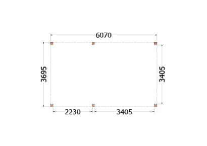 Buitenverblijf Palermo 610x370x245cm (bxdxh)