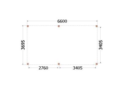 Buitenverblijf Palermo 660x370x245cm (bxdxh)