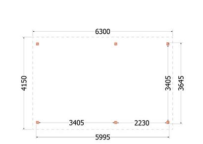 Zadeldak Betula 630x415x335cm (bxdxh)