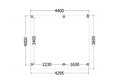 Buitenverblijf Mensa 440x400x260cm (bxdxh)