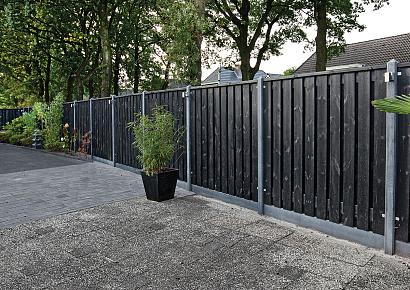 Beton tussenpaal IJssel 10x10x280cm antraciet glad met diamantkop