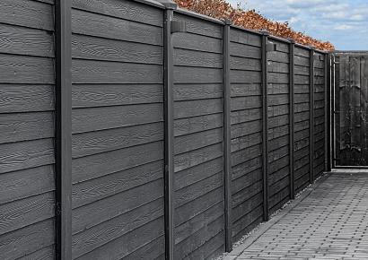 Beton eindpaal Zaan houtstapel E-sleufpaal 10x10x275cm antraciet gecoat vlakke kop