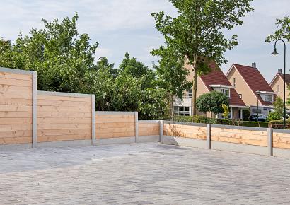 Beton tussenpaal Zaan houtstapel E-sleufpaal 10x10x275cm wit/grijs vlakke kop
