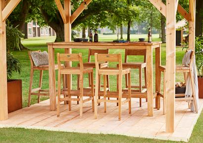 Barset Buckingham + 6 krukken 180x80x115cm teak