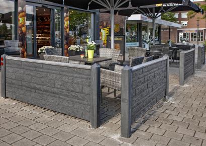 Beton tussenpaal Hunze 10x10x145cm antraciet diamantkop voor 2x glad of motiefplaat