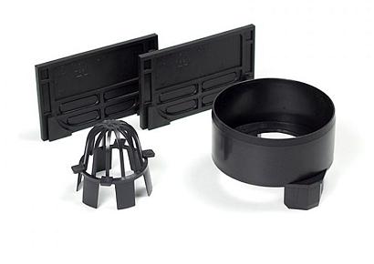 ACO Hexaline aansluitset zwart (2 eindkappen, bladvanger en onderuitloop)