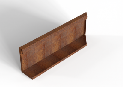 Bloembak module+ uitwendig hoekpaneel (b) 90x28cm l corten